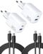 INIU Oplader USB C, 30 W 2-poorts stekker [USB C + USB A] snellader met kabel, multi-sector PD type C adapter voor iPhone 17 16 Pro Max iPad Air, Galaxy S25 S24 Ultra, Xiaomi 15, Pixel 10 9 enz