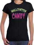 Bellatio Decorations Shoppartners Bv Halloween candy snoepje - verkleed t-shirt - zwart - dames - maat XS