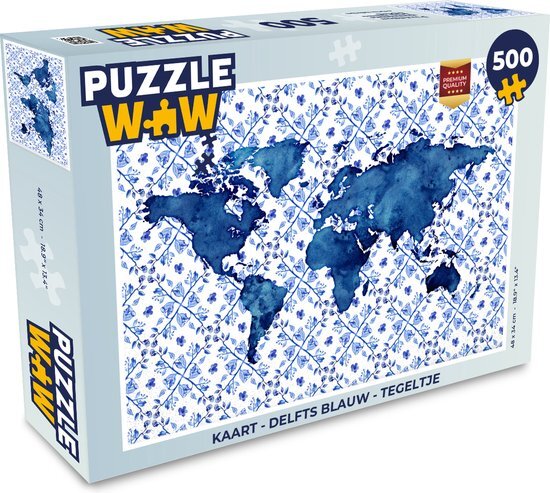 MuchoWow Puzzel Kaart - Delfts blauw - Tegeltje - Legpuzzel - Puzzel 500 stukjes