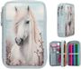 Depesche Miss Melody 13974 - Gevulde etui met 2 vakken, lichtblauw, paarden- en bloemenmotief