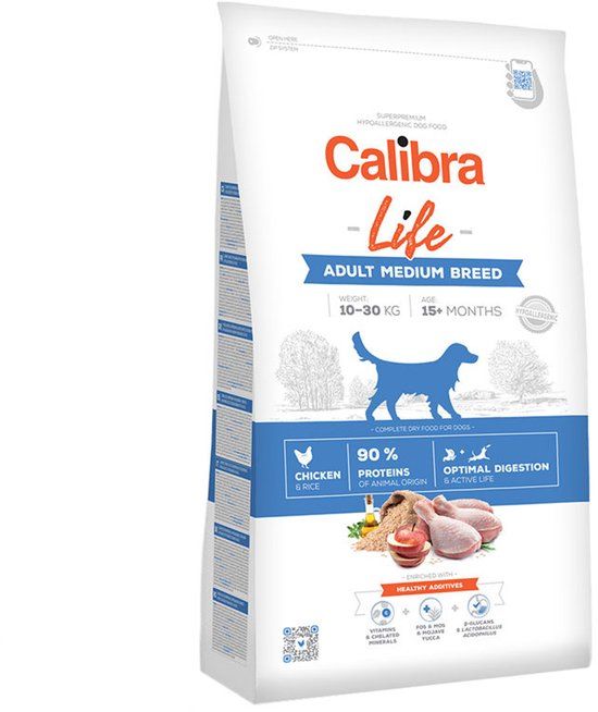 Calibra Dog Life Adult Medium Breed - Hondenvoer - Kip - 12 kg