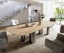DELIFE Table à manger Edge Boot 300x120 cm Céramique Laminam® Sabbia Chêne Couleur Pilier Acier inoxydable Graphite