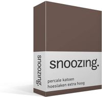 Snoozing percale katoen hoeslaken extra hoog - Lits-jumeaux (200x220 - Taupe