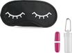 Merkloos / Sans marque Shoppartners Bv Slaapmasker met slapende oogjes zwart/wit inclusief roze oordopjes - one size