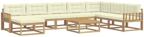 vidaXL - Ensemble de salon d'angle - 8 places assises - Blanc et crème - Acacia bois