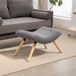 Repose-pieds moderne avec revêtement en polaire et pieds en bois, capitonné, pour salon, chambre, couloir, gris foncé