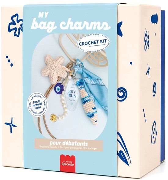 LA PETITE épicerie La Petite Epicerie Kit DIY Crochet - My Bag Charms / Mijn Tasbedels - VITAMINE SEA tasbedels om te haken | Creatieve | Hobbyset | kinderen en volwassenen | beginnersvriendelijk