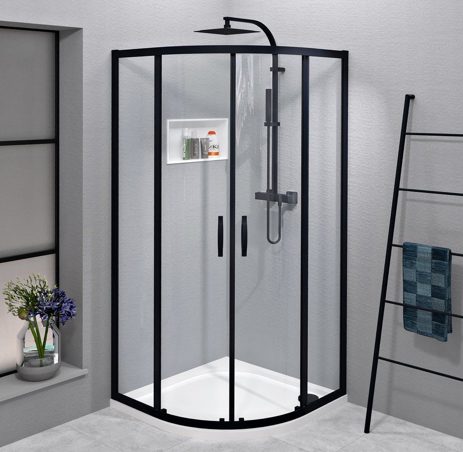 Gelco Sigma Simply Black Douchecabine Kwartrond 100x100 Mat Zwart - 190cm Hoog