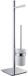 Porte-brosse WC style hôtel en laiton et chrome avec réservoir en céramique blanc