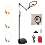NEEWER 10 inch 10W Ring Light with 46"-63" Stand and Overhead Phone Holder Mount