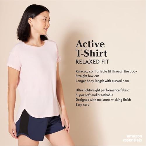 Amazon Essentials Women's Lightweight Studio T-Shirt - Black Stripe - M