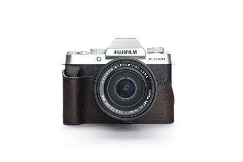 Zakao X-T200 Hoes, Handgemaakte Echt Lederen Half Camera Hoesje voor Fujifilm Fuji X-T200 XT200 - Koffie