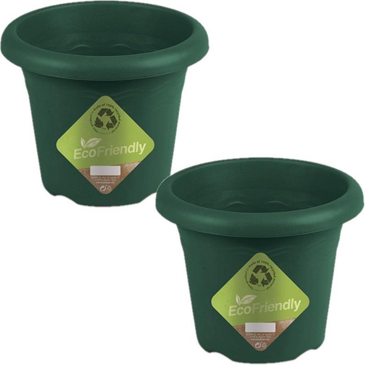 Hega hogar - 4x Donkergroene Ronde Plantenpot - Ø16cm - Kunststof
