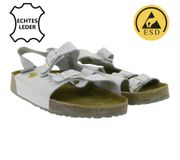 HSM Sandales de travail antidérapantes pour hommes et femmes, compatibles ESD, en cuir véritable, classe de protection SRC, sabots, chaussures professionnelles, blanches.