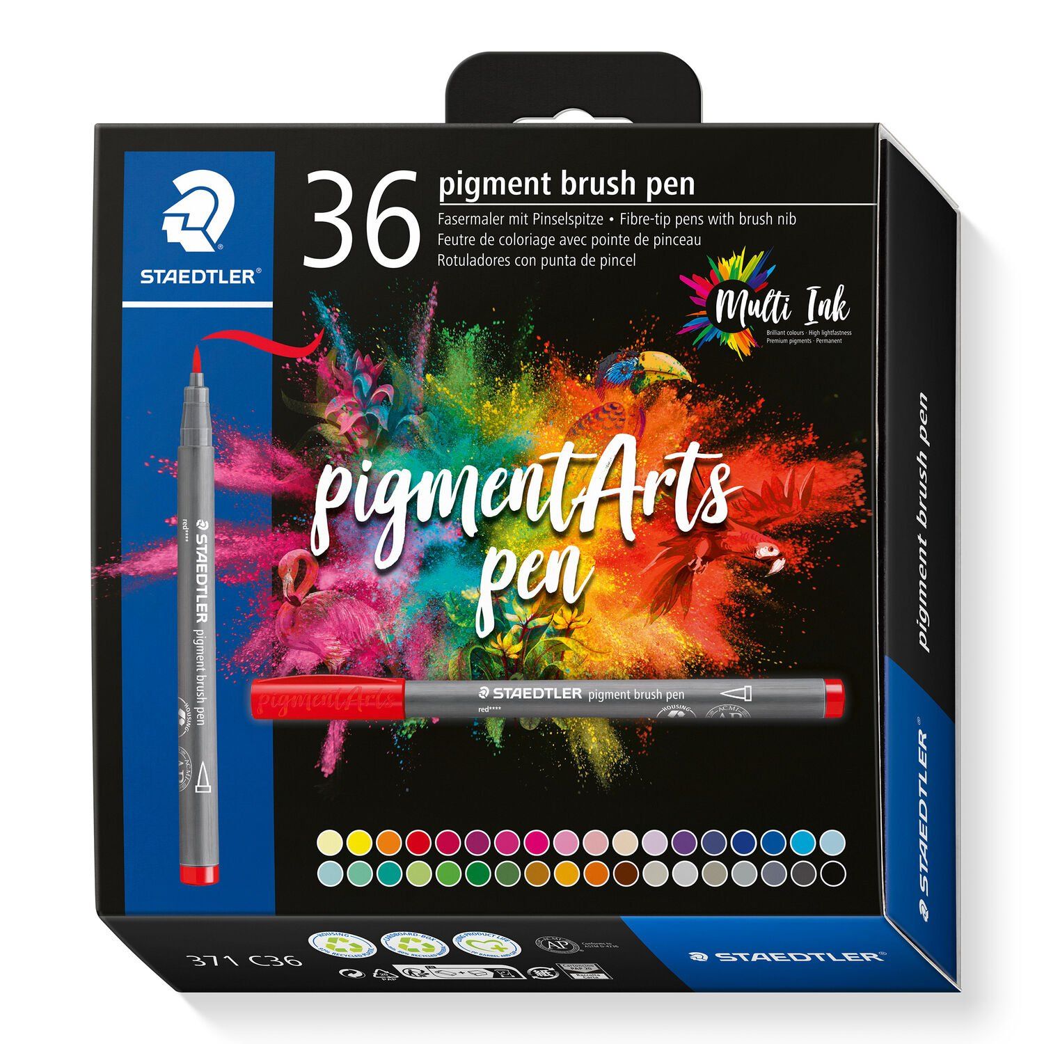 STAEDTLER Pigment Arts Brush Pen Set - 36 Assorted Colors