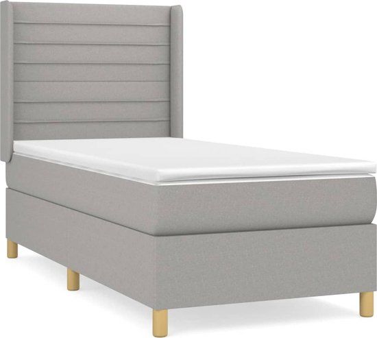 vidaXL Boxspring Bed - 80x200 cm - Lichtgrijs - Met Matras