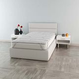Italiaans Italian Bed Linen Gewatteerde matrastopper zilver met rubberen banden, 120 x 195 cm, wit