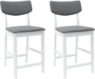 vidaXL Eetstoelen - 2 stuks - Massief Rubberhout - Wit - 48 x 49 x 95 cm