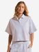 Etam Chemise de pyjama en coton gaufré - Bettina - L - Bleu - Femme