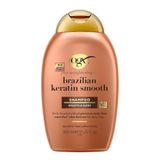 OGX Shampoo Brésilien Kératine Lisse, Huile de Coco & Kératine, Anti-Frisottis & Brillance, Pour Cheveux Bouclés ou Ondulés, Sans Sulfate, Fortifie & Adoucit, 385 ml