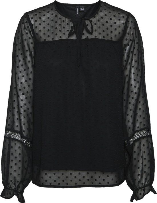 Vero Moda Vmleah LS Lace Top - Black - Women's XS