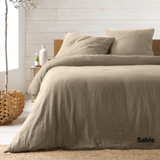 Douceur d'Intérieur Katoenen gaas bedset 240 x 220 cm Zand