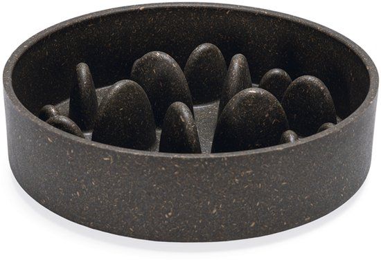 Designed by Lotte Pom Antischrokbak Hond - Slow feeder hond - Voerbak - Vaatwasserbestendig - Bamboe - Grijs - 800 ml