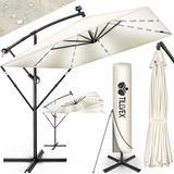 tillvex® Aluminium Parasol rechthoekig Ø 330 cm met led-zonne-energie + afdekking met zwengel