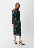 COMMA Jurk jade groen / donkerlila / zwart