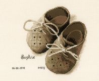 Vervaco Borduurpakket Geboorte Eerste Schoentjes Sepia PN-0164620