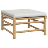 vidaXL 4-delige Loungeset met Kussens, Bamboe, Lichtgrijs