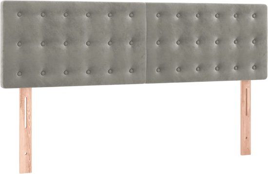 vidaXL Hoofdbord 144x5x78/88 cm Fluweel Lichtgrijs