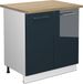 Vicco Keukenonderkast Fame-Line, Donkerblauw hoogglans/Wit, 80 cm goudkleurig eiken werkblad