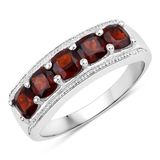 Rafaela Donata Ring Zilver 999 zilver Granaat Minimalistisch 18.50 mm / maat 58 Vrouwen