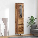 vidaXL Hoge kast, gerecycled hout, 34,5 x 34 x 180 cm, houtvezel