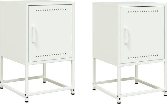 vidaXL Nachtkastjes 2 stuks 36x39x60,5 cm staal wit