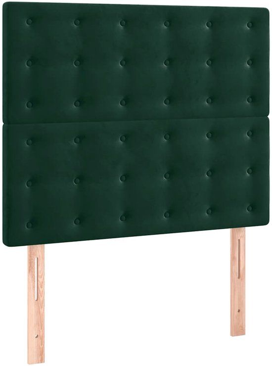 VidaXL Hoofdeind & Voeteind Donkergroen Polyester/Hout 1000 mm x 50 mm x 1180-1280 mm