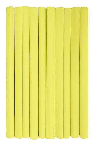 Interdruk - Crêpepapier Rollen voor Kinderen DIY en Decoraties - Pakket van 10 rollen (50 cm x 200 cm, 28 g/m2) - 03 citroen