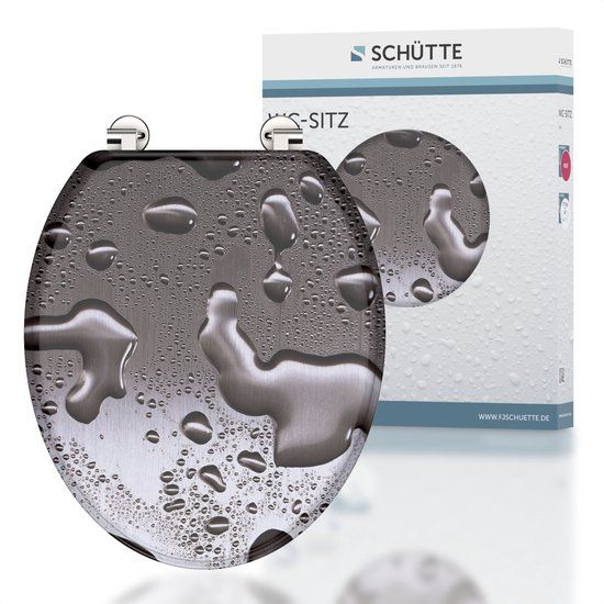 SCHÜTTE 80023 GREY STEEL Toilet Seat - MDF - Stainless Steel Hinges - Up to 175 kg - 3-Sided Print