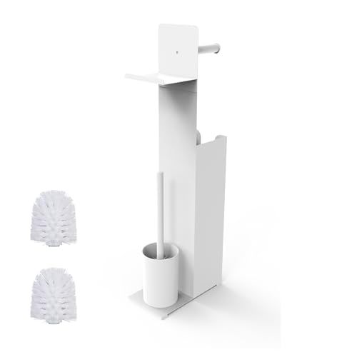 Relaxdays toiletbutler met plankje en WC-borstel, 67x22x12 cm, staande wit