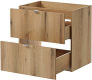 en.casa Wastafelonderkast Newport met 2 lades en wastafel 71x60x40 cm eikenkleurig en zwart