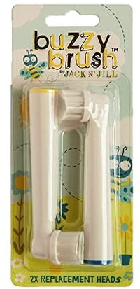 JACK N' JILL ................. SINCE 1949 Jack N' Jill Kids Buzzy Brush Replacement Heads, Rotary Design With Soft Vibrations, Only Compatible With Buzzy Brush Electic Musical Toothbrush - 1 x 2 Pack
