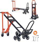 Vevor 3-In-1 Trapklimwagen, Handkar met een Maximaal Laadvermogen van 350 Kg, Opvouwbare Transportwagen met Handvat en Wielen, Trapklimwagen, Stapelwagen, Trapklimtrolley, Oranje en Zilver