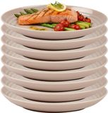 Plasticforte Rond camping bord - 8x - onbreekbaar - D25 cm - taupe - kunststof
