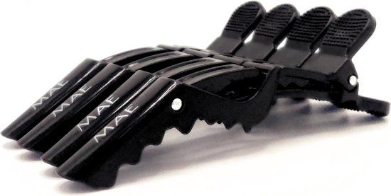 MAE® Hairclips - Professionele Kappers Haarclips 4 Stuks - Stevige Zwarte Haarklemmen
