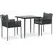 Ensemble de salle à manger de jardin 3 pièces mobilier de jardin coussins résine tressée acier