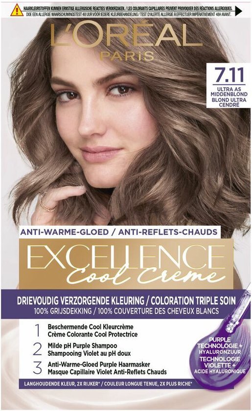 L'Oréal Excellence Cool Creams 7.11 - Ultra Ash Blond - Permanente haarverf