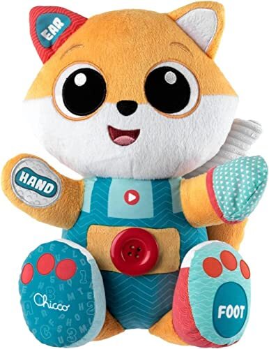 Chicco - Foxy ABC, sprekende en interactieve vos, evolutionair tweetalig Italiaans/Engels, voor het leren van lichaamsdelen, 3 spelmodi, educatief spel 6 maanden tot 4 jaar, 00011296000680