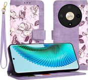 Techsuit Hoesje geschikt voor HONOR Magic6 Lite - FlipCraft Book Wallet Case met koord - Mysterious Purple