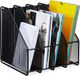 Merkloos tijdschriftenhouder - A4 - 4 vakken - staal - zwart